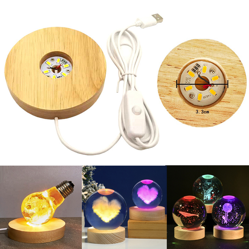 Resin Art Light - Resina arte display redondo de madeira