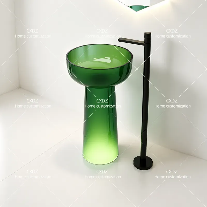Resin Art Floor - Lavatório de Coluna Integrado do Chão