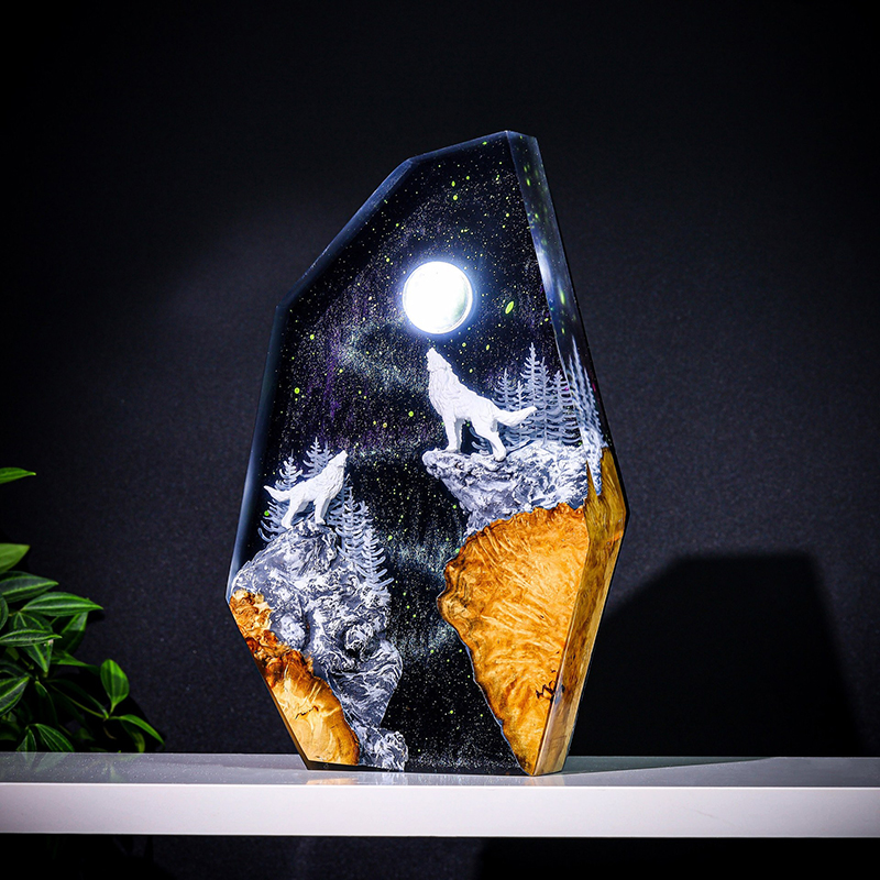 Resin Art Light - Luminária de Mesa de Resina com