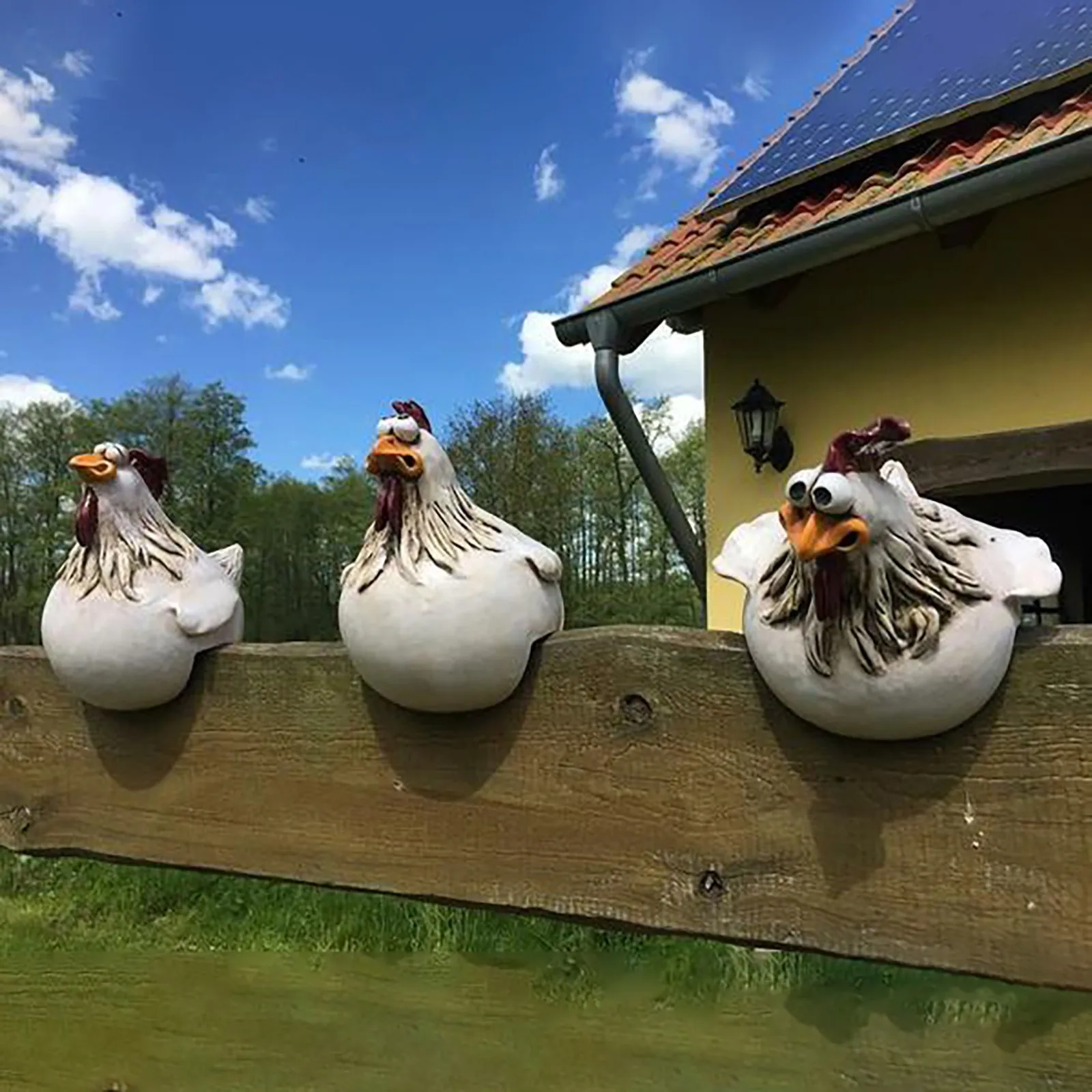 Resin Art Sculptures - Engraçado galinha cerca decoração estátuas resina
