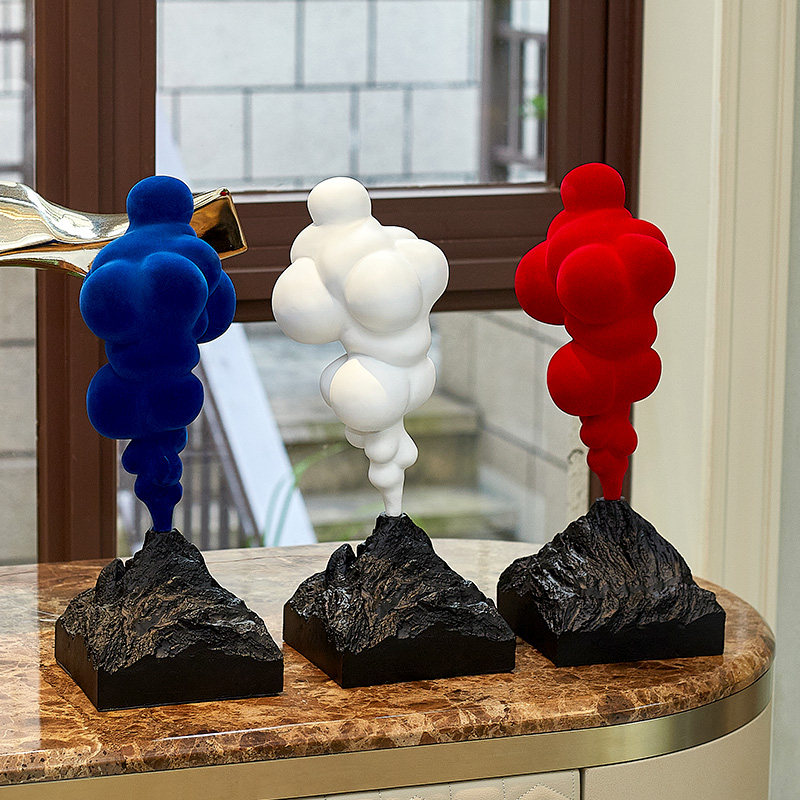 Resin Art Studio - Escultura de nuvem vulcânica abstrata azul