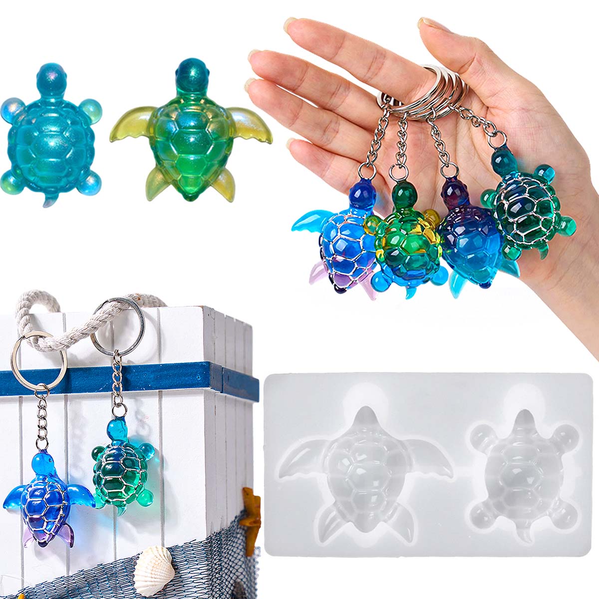 Resin Art Uv - 3d tartaruga do mar chaveiro molde