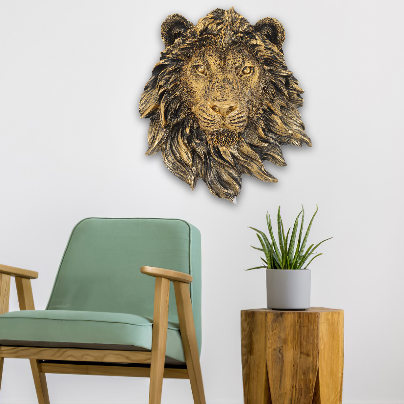 Escultura de Parede de Leão em - Resin Art Sculptures avaliação e preço
