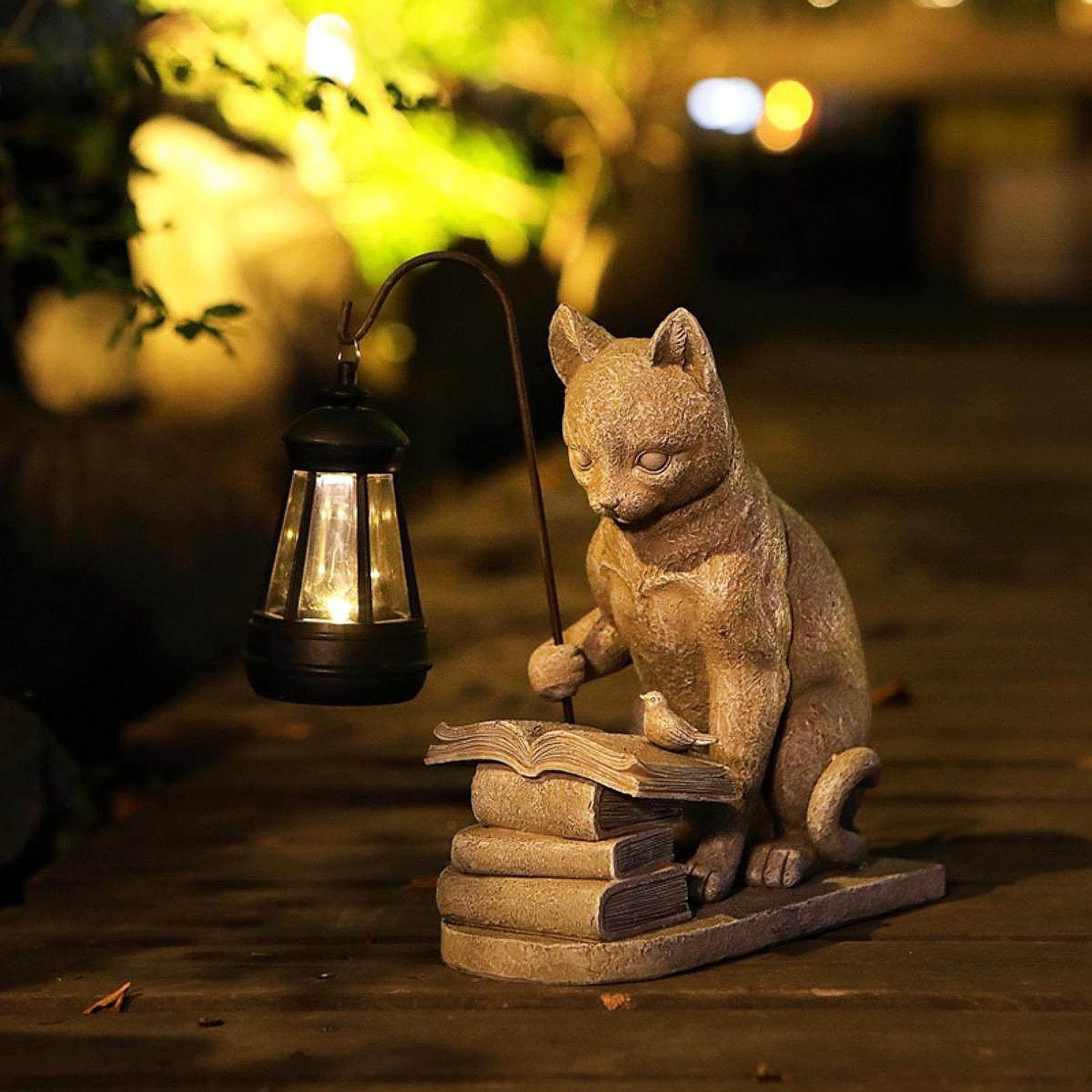 Gato solar jardim mini estátua - Resin Art Sculptures avaliação e preço