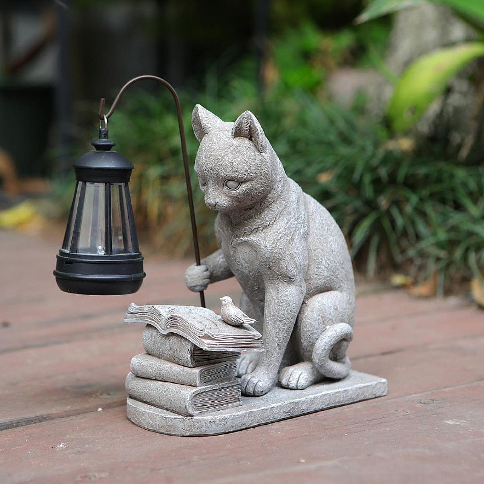 Gato solar jardim mini estátua - Resin Art Sculptures avaliação e preço